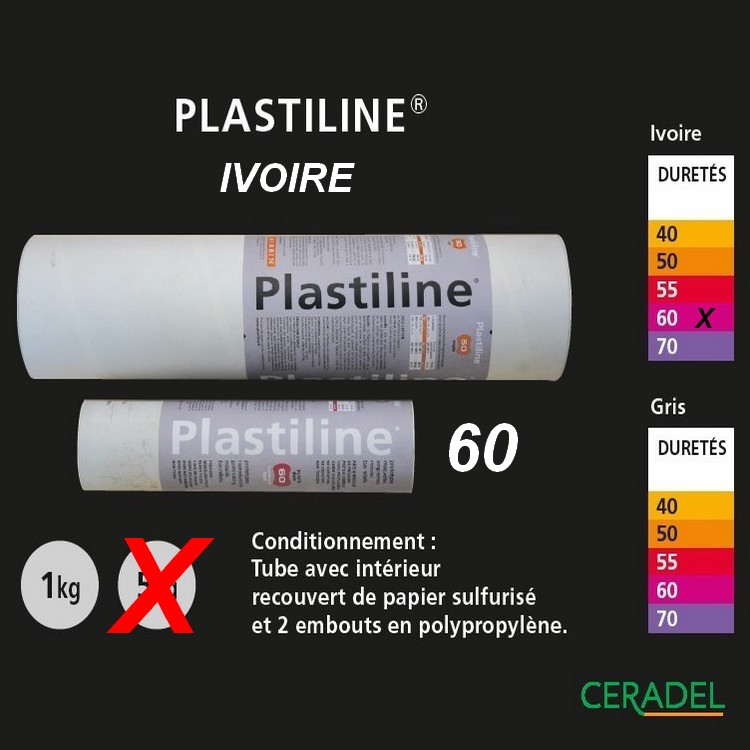 Plastiline 1kg Ivoire dureté 60/Dure