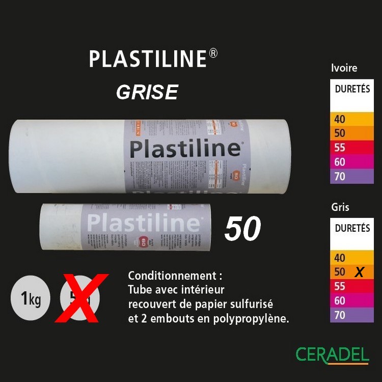 Plastiline 1kg Grise dureté 50/Souple