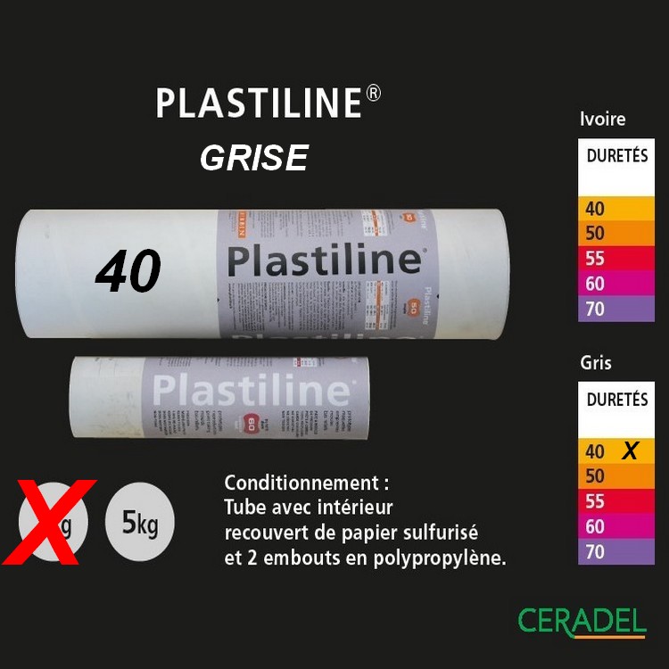 Plastiline 5kg Grise dureté 40/Trés souple