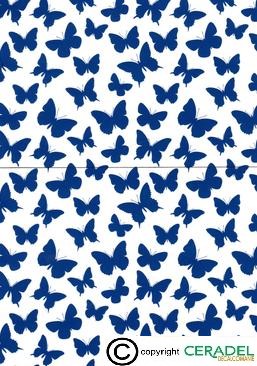 BUTTERFLIES BLUE CHINTZ DIM.50X70