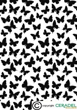 BUTTERFLIES BLACK CHINTZ DIM.50X70 