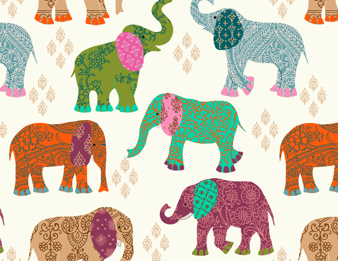 ELEPHANTS CHINTZ Dim.50x70cm