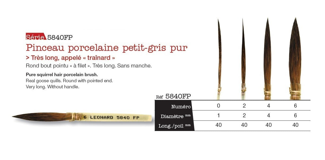 PINC 5840FP N°6 Trainard petit-gris pur Diam.6 Long.40mm