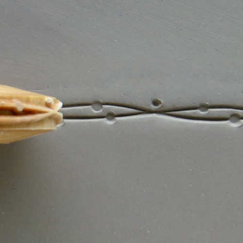 Tampon décoratif rouleau  bois rond 1,5 cm - LIGNES ET POINTS - 20