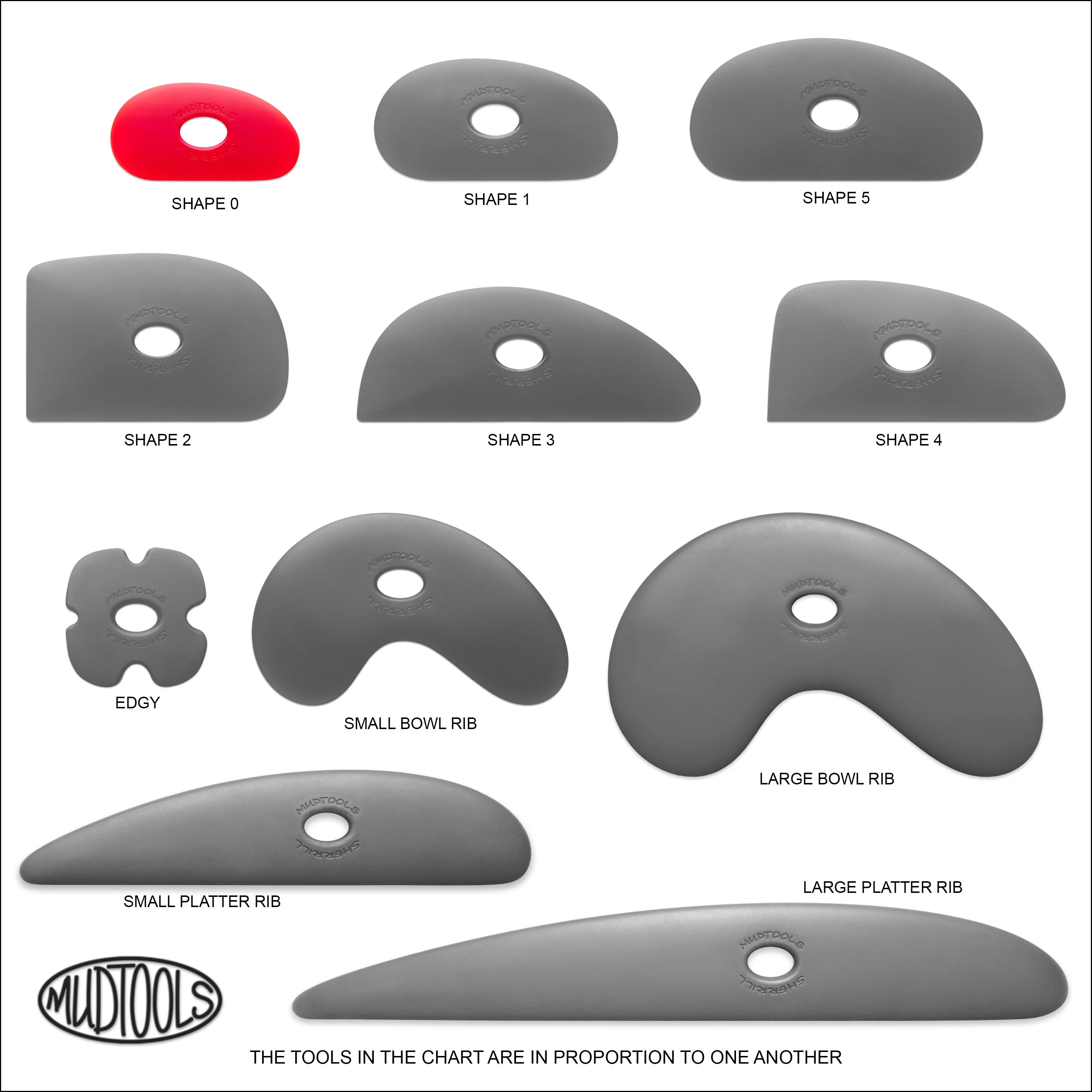 ROTE FLEXIBLE TONWERKZEUGE (SEHR WEICH) MUDTOOLS