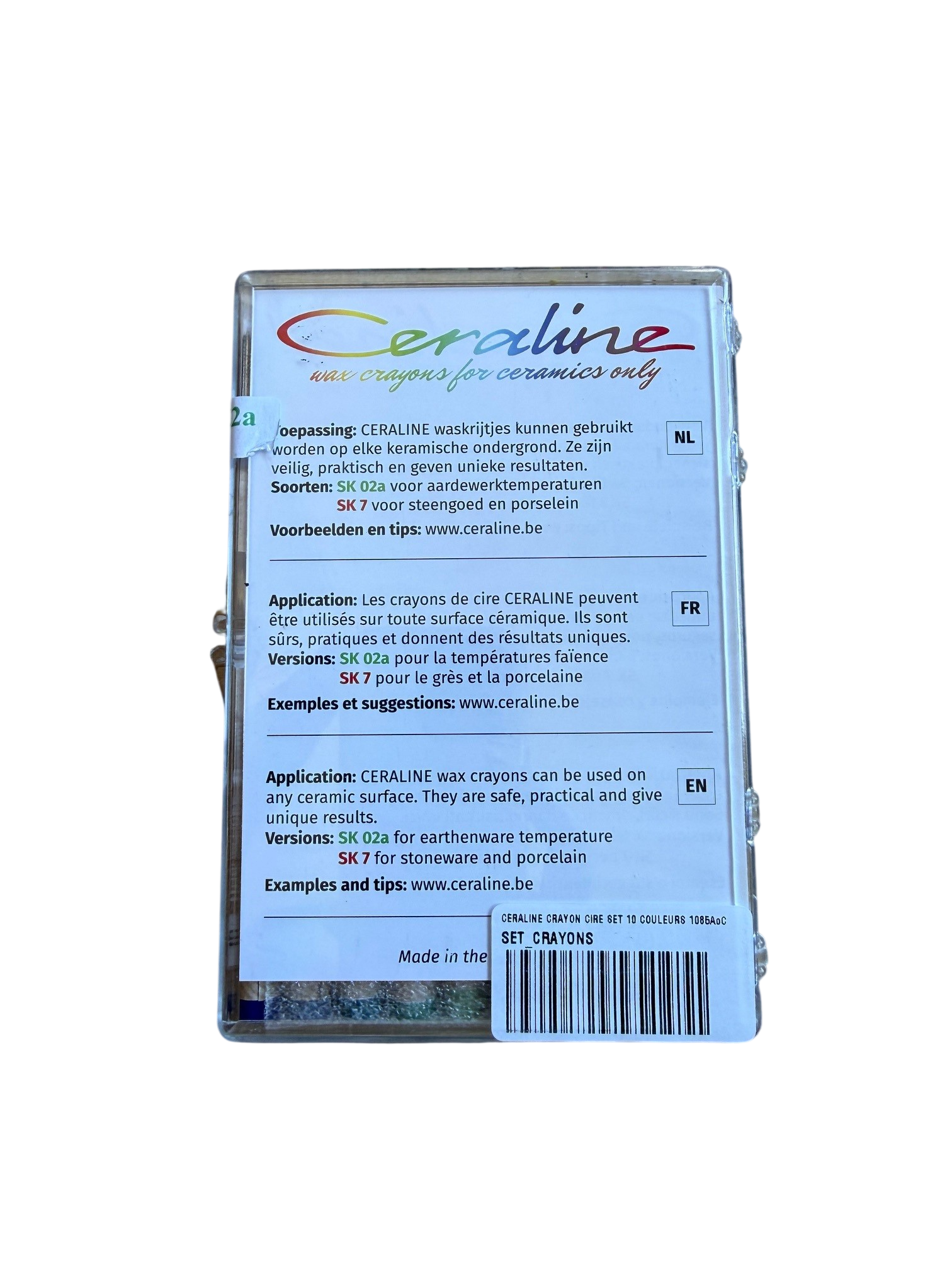CERALINE CRAYON CIRE SET 10 COULEURS 1085°C