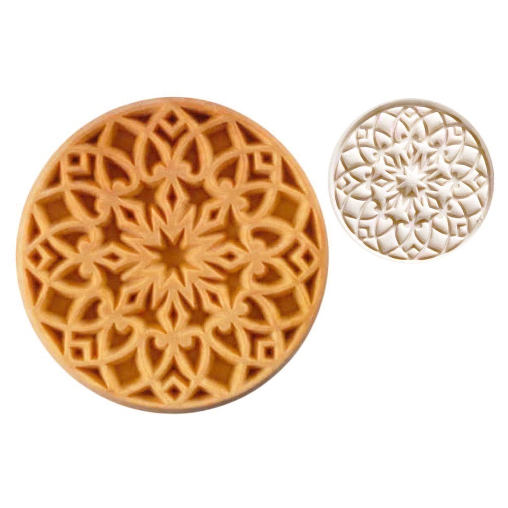 Tampon décoratif bois rond 6 cm - ROSACE - N°9