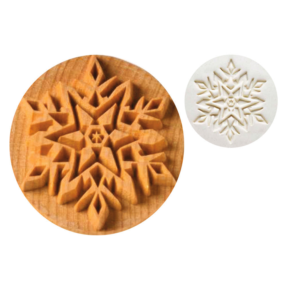 Tampon décoratif bois rond 6 cm - FLOCON - N°26