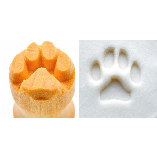 Tampon décoratif bois rond 1,5 cm - PATTE CHAT