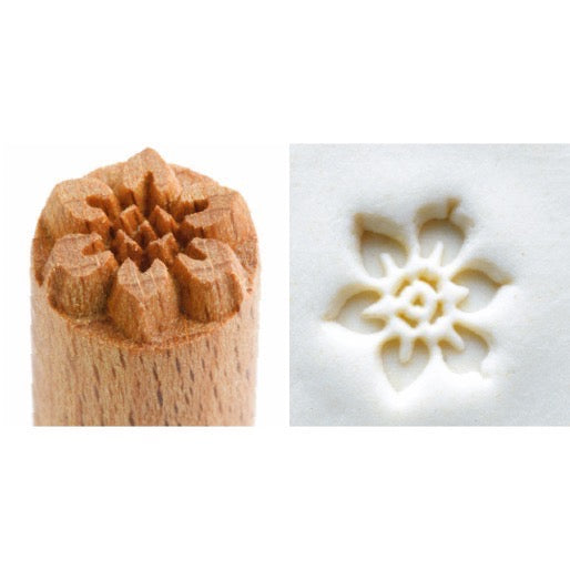Tampon décoratif bois rond 1,5 cm - FLEUR