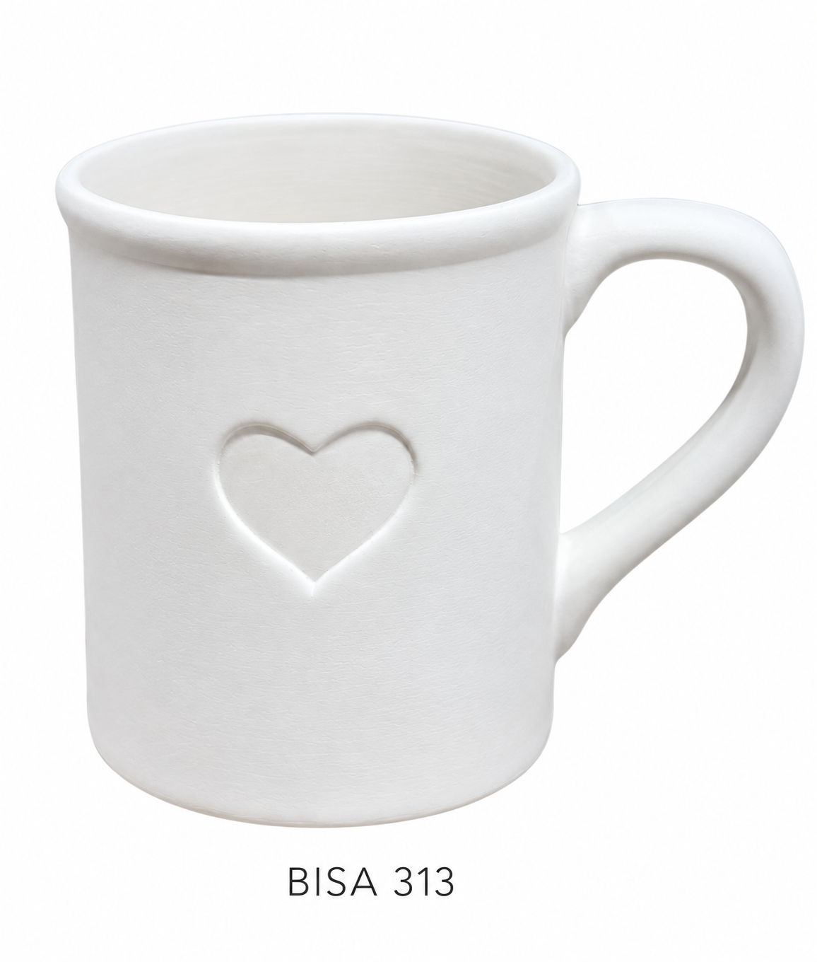 Biscuit Tasse à café avec anse et coeur D8,9cm H10cm
