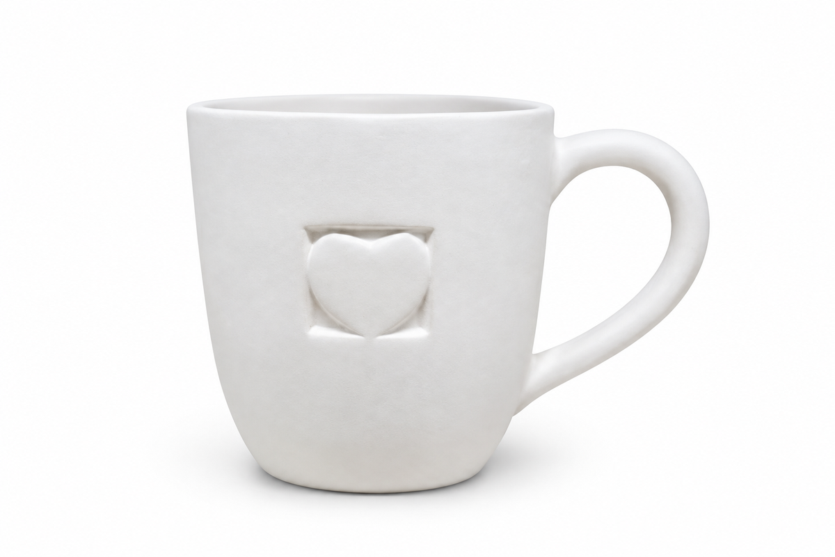Biscuit Tasse à thé avec anse et coeur D10,8cm H11,5cm