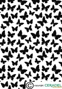 BUTTERFLIES BLACK CHINTZ DIM.50X70*-*