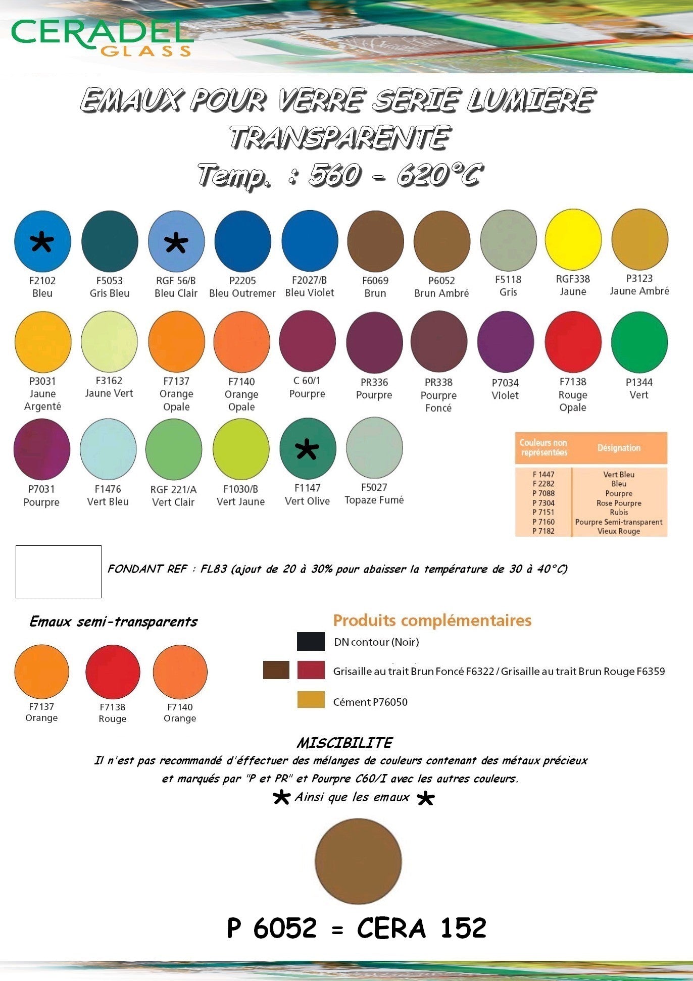 CERA 152/P6052 BRUN AMBRE Email Transparent-Verre 600°C