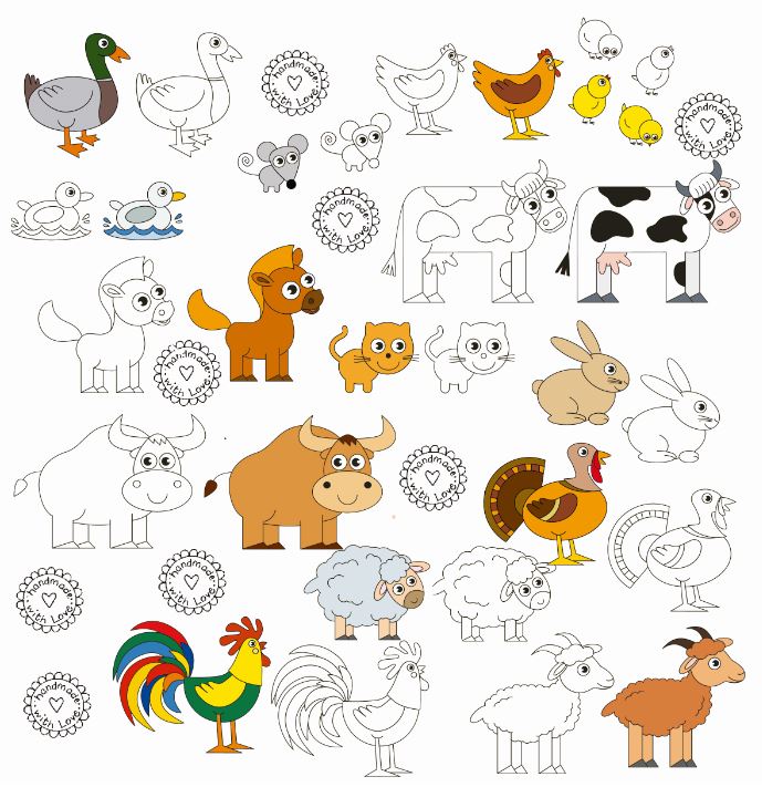 COLORIAGES DE LA FERME.32motifs.10/50mm maxi**