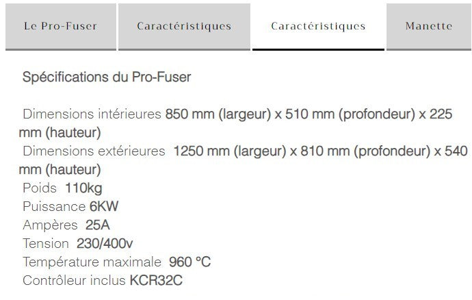 FOUR Fusing PRO-FUSER-Dim.850x510x225mm-Regul.R32C/230-400V-6Kw
