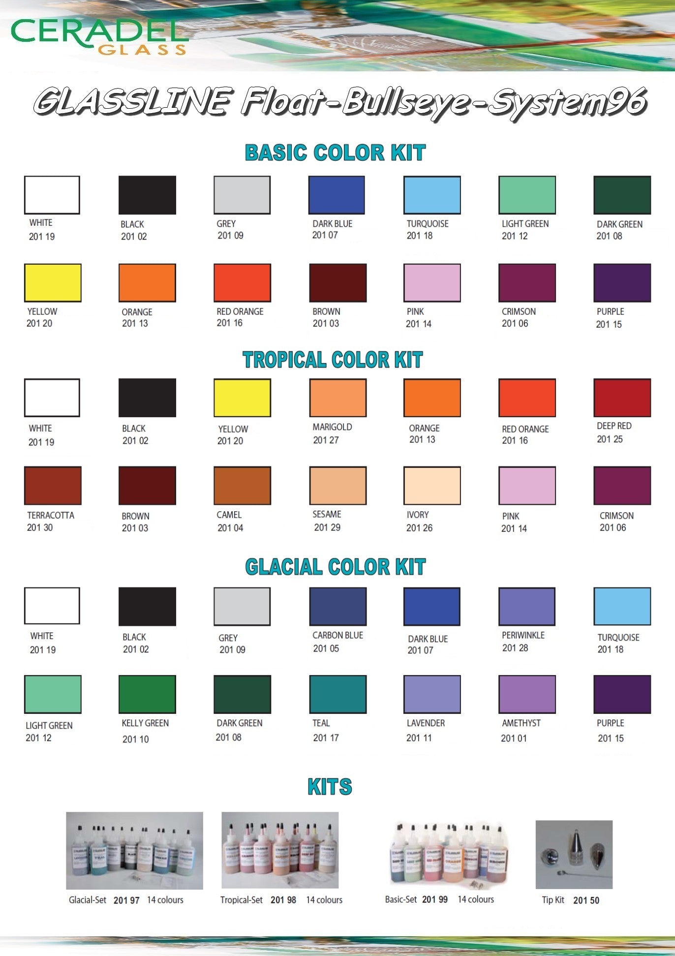GLASSLINE KIT 14 COULEURS TROPICAL/GA33