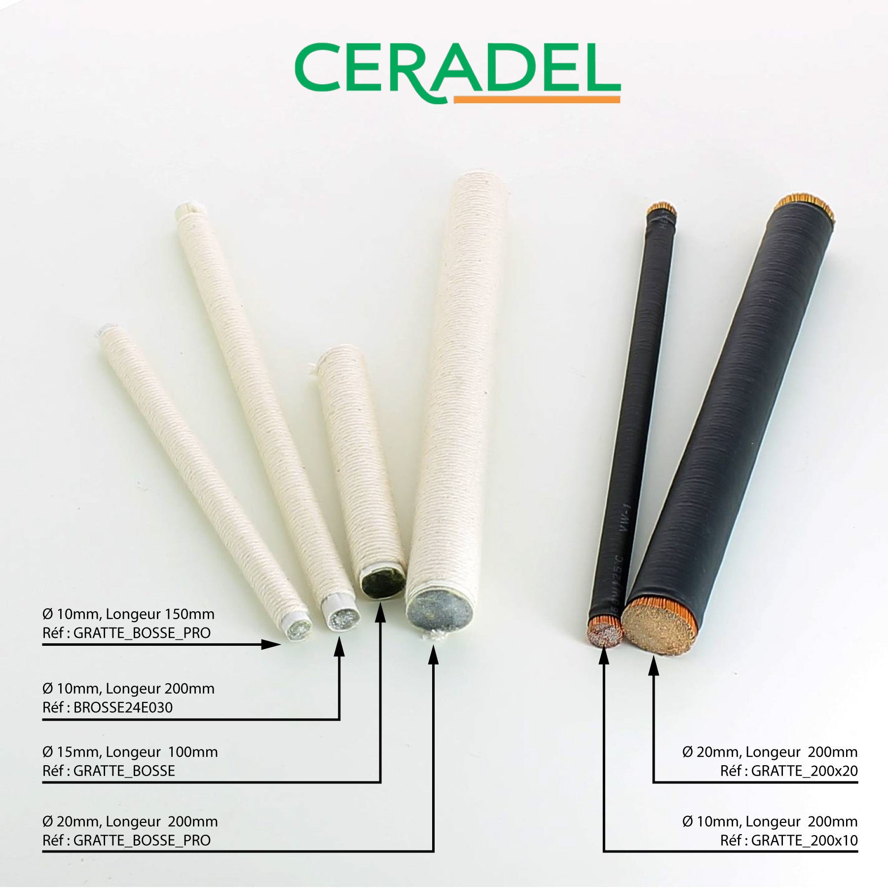 GRATTE BOSSE PRO DIAM.20X200mm BLANC