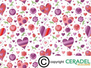LOVE HEARTS CHINTZ DIM.50X70cm/750-850°C