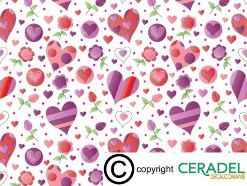 LOVE HEARTS CHINTZ DIM.50X70cm/750-850°C