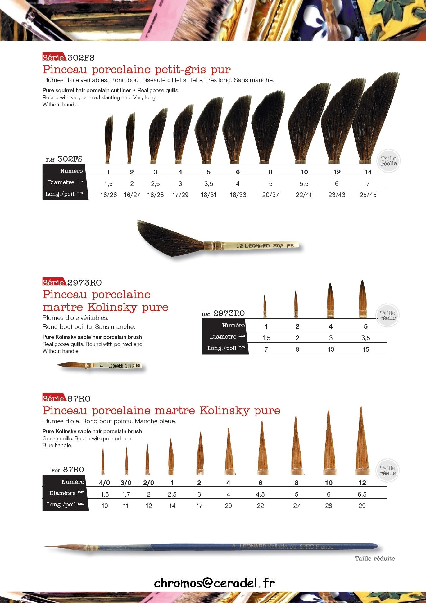 PINCEAU 302FS Filet Sifflet-Petit gris pur