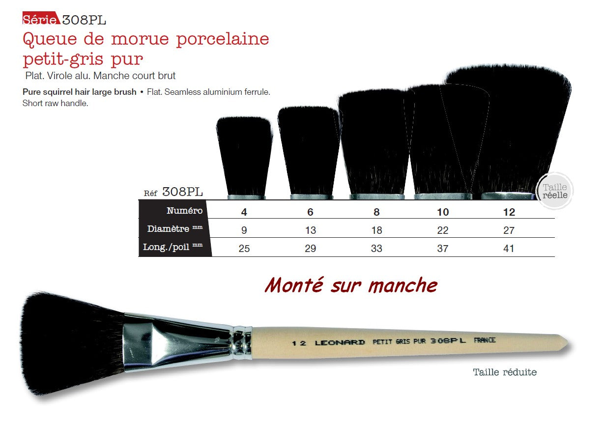 PINCEAU 308PL-QUEUE DE MORUE-Petit gris pur