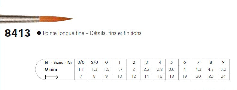 PINCEAU 8413 Pointe Longue Martre Kolinsky