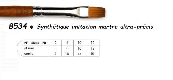 PINCEAU 8534 Precision Plat Synthé-Imitation martre
