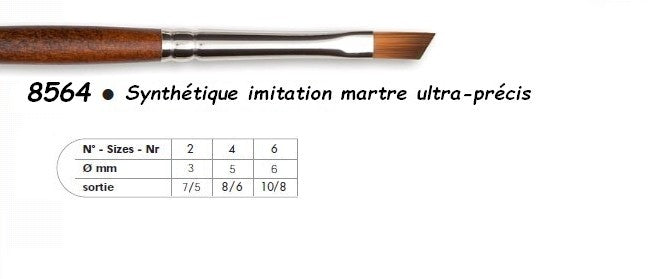 PINCEAU 8564 Precision Biseau Synthé-Imitation martre