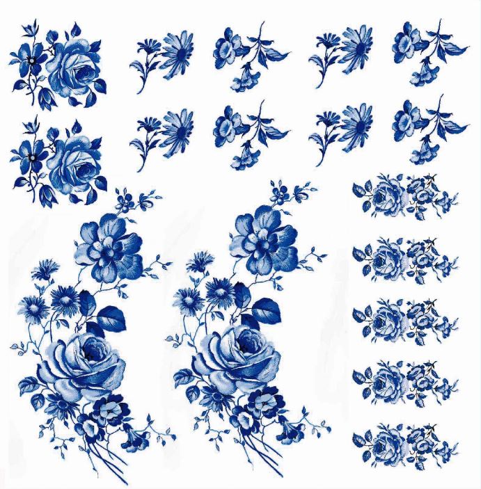 ROSES BLEUES.17motifs.35/125mm maxi**