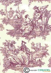 TOILE DE JOUY ROUGE DIM.50X70**