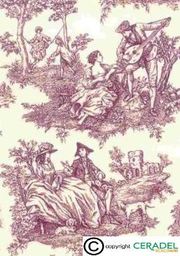 TOILE DE JOUY ROUGE DIM.50X70**